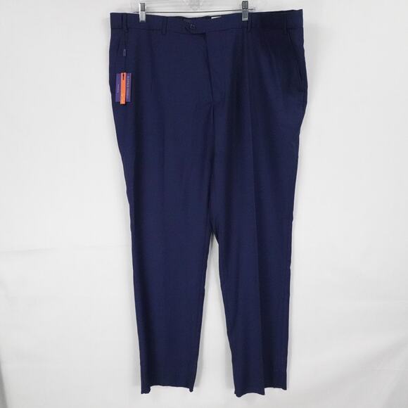Giorgio Fiorelli Pants Men 46R Navy Modern Fit Dress Slacks Unhemmed Business - Picture 1 of 16